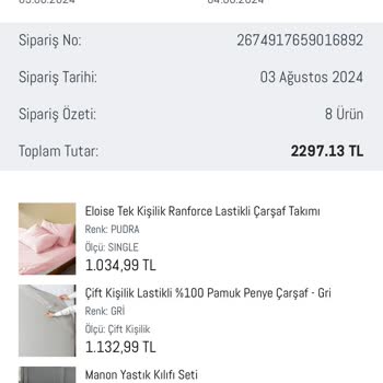 Madame Coco Yırtık Çarşaf Gönderdi İade Ya Da Değişim İçin Dönüş Yok