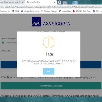 Axa Sigortada Trafik Hasar Dosyası Oluşturulamıyor