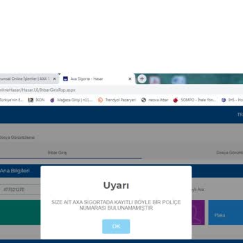 Axa Sigortada Trafik Hasar Dosyası Oluşturulamıyor