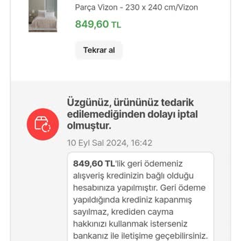 Elart İptal Edilen Ürün