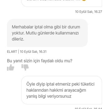 Elart İptal Edilen Ürün