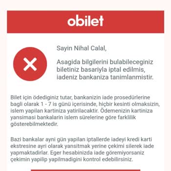 Obilet Bilet Paramı Geri Ver