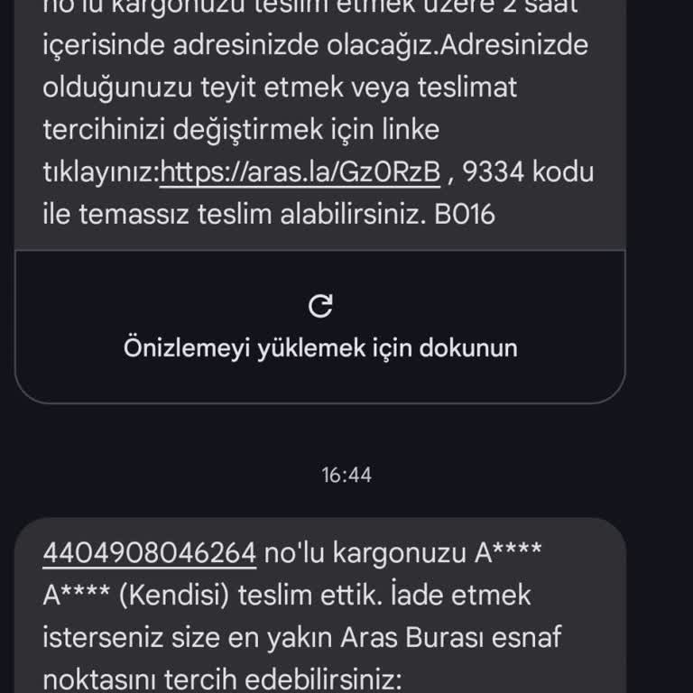 Aras Kargo Kargo Teslim Edilmedi