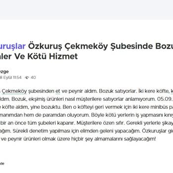 Özkuruşlar Öz Kuruşlar Tüm Şarküteri Ürünlerini Bozuk Olduğunu Bilerek Satıyor.