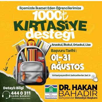 Bahçelievler Belediyesi Kırtasiye Yardımı Hakkında