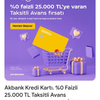 Akbank Axess Kredi Kartı Faizsiz 25000 TL Nakit Avans Kullanımı