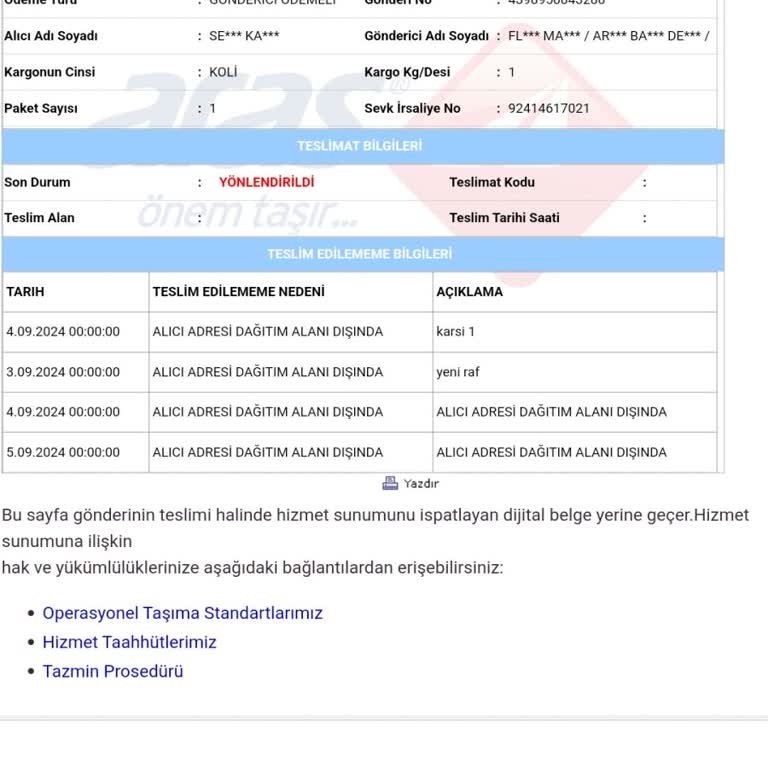 Aras Kargo FLO Mağazası Ürünü Teslim Etmiyor