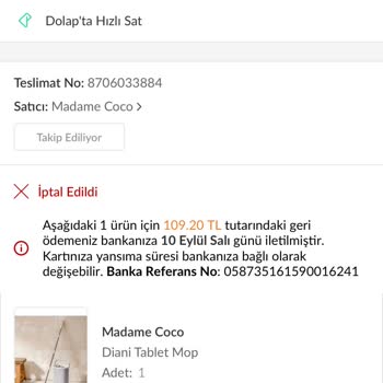 Trendyol Durduk Yere Siparişimi İptal Etti.