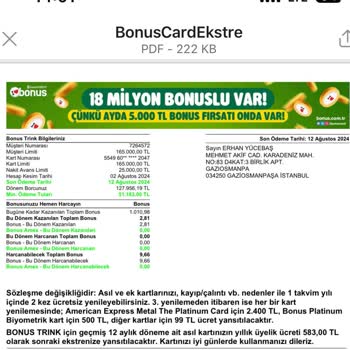 Garanti BBVA Bonus Kart Pişmanlıktır.