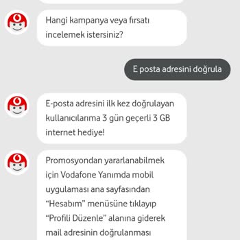Vodafone Hediye İnternet Sorunu: E-posta Doğrulama Sonrası Beklenen 3 GB Hediye Gelmedi