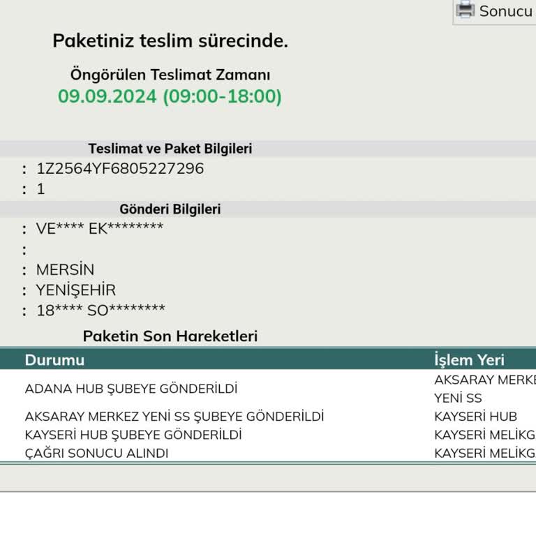 UPS Teslim Edemediği Ve Cevaplayamadığı Kargo