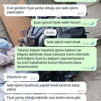 Brn Motor İnternet Sitesinde Güncellenmeyen Fiyat Ve İade Sorunu