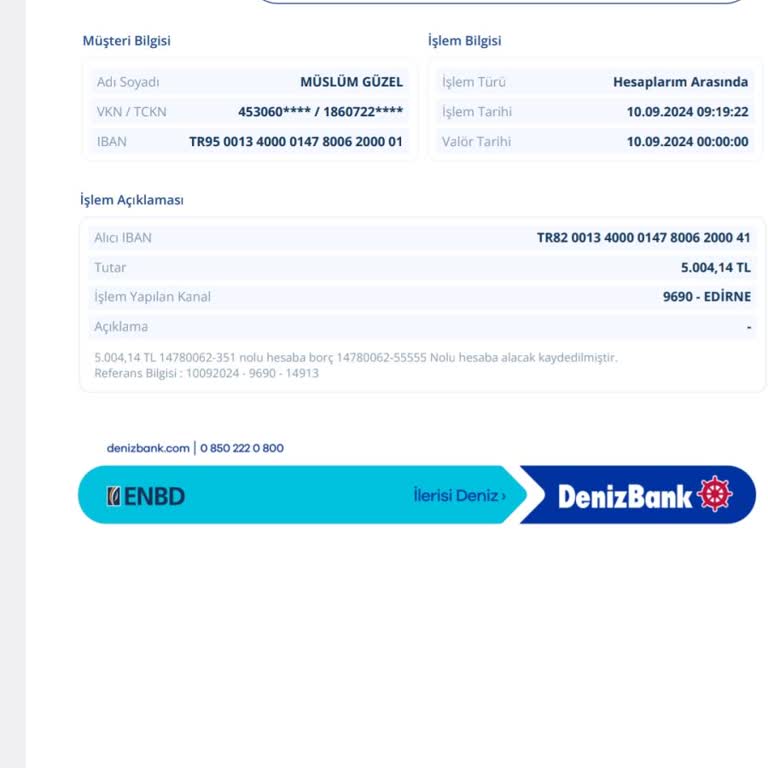 Denizbank Usulsüz Diğer Bakiye Transferi