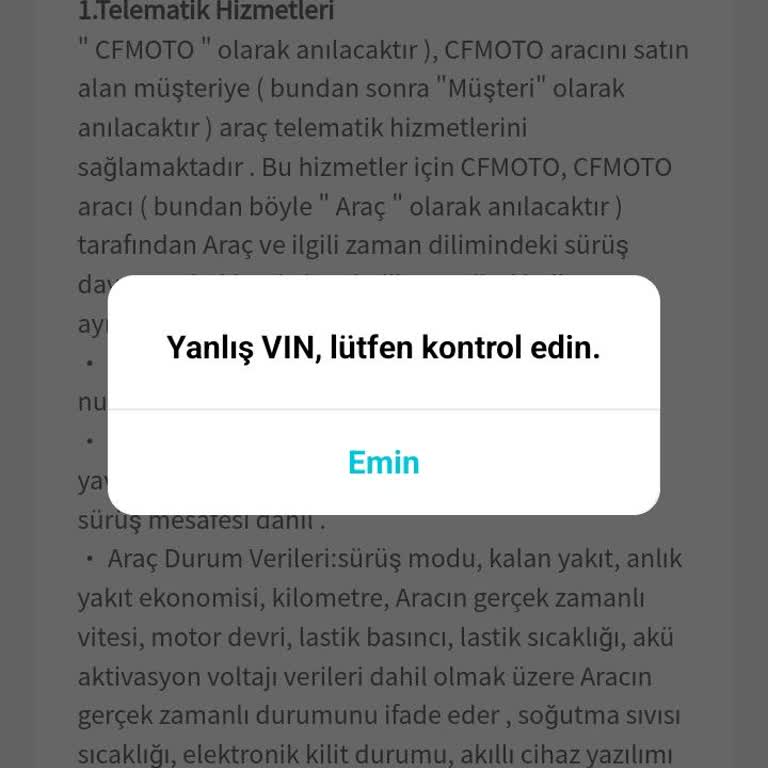 CFMOTO 450 Sr VINN Hatası