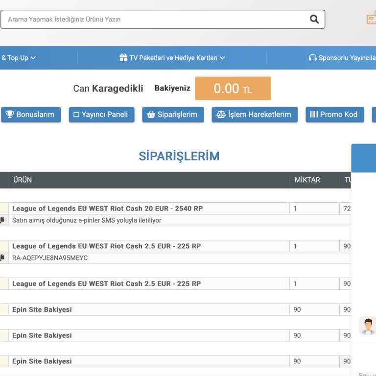 epin.com.tr Epin Canlı Destek