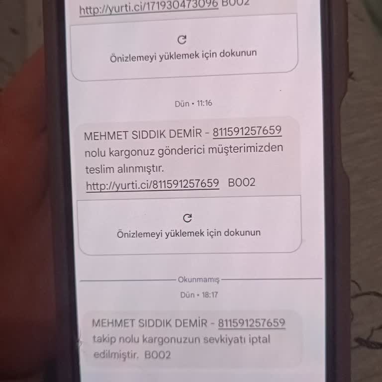 Yurtiçi Kargo Sevkiyat İptal Edilmesi