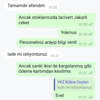Ykz Kübra Ceylan Güvenilir Bir Alışveriş Sitesi Değil İade Sorunu Var