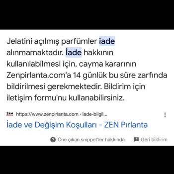 Zen Pırlanta Parfüm Mağduriyeti Müşteri Memnuniyetsizliği