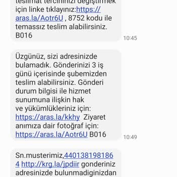 Aras Kargo Aras Beymer Şube Kargo Getirmiyor Yalan SMS Ler Gönderiyor