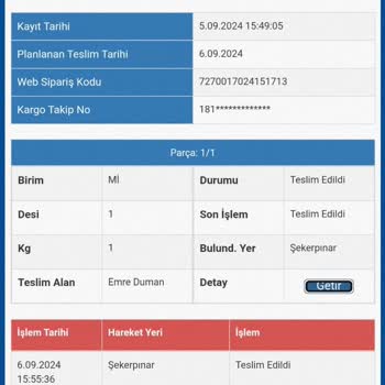 Şekerpınar Sürat Kargo Kaybolan Kargomuz