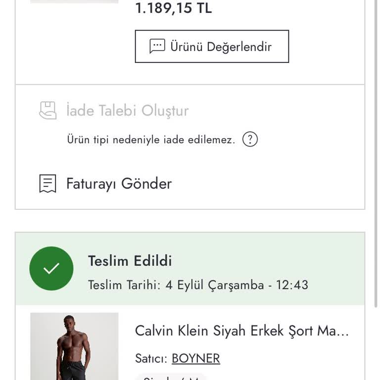 Boyner Şort Mayo İadesi