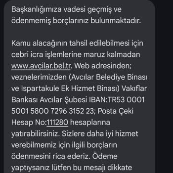Avcılar Belediyesi Benim Olmayan Evin Vergi Borcu Mesajı Göndermesi