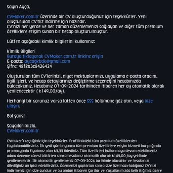 CV Maker Habersiz Çekilen Ücretin İadesini İstiyorum