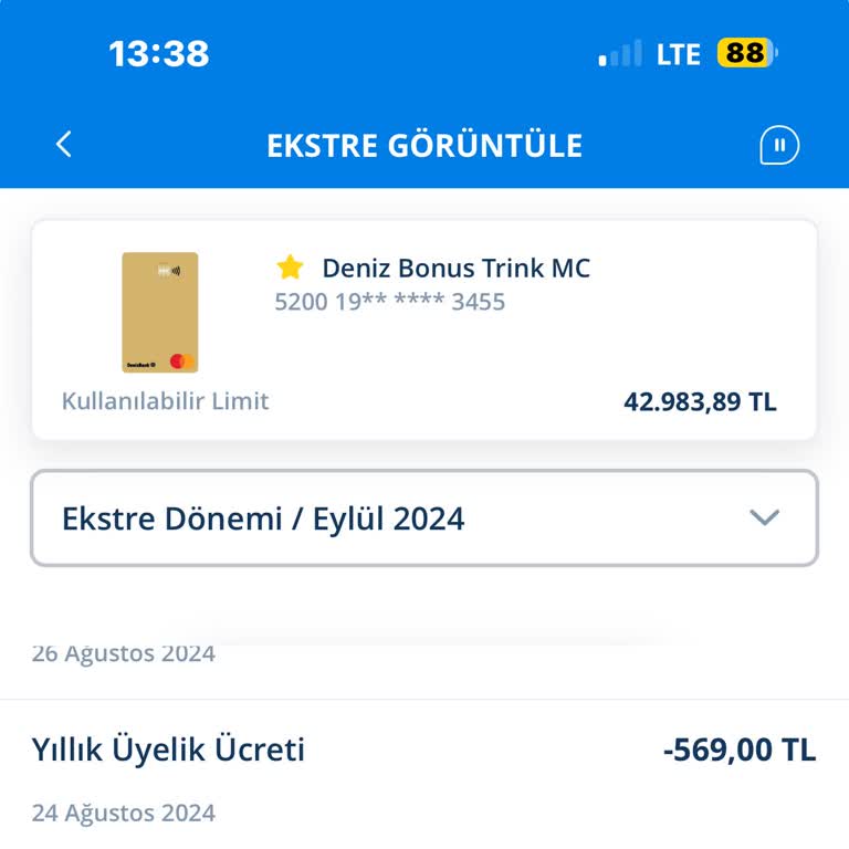 Denizbank Kart Aidatı İade Etmiyor