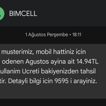 Bimcell Telsiz Kullanım Ücreti Tahsilatı