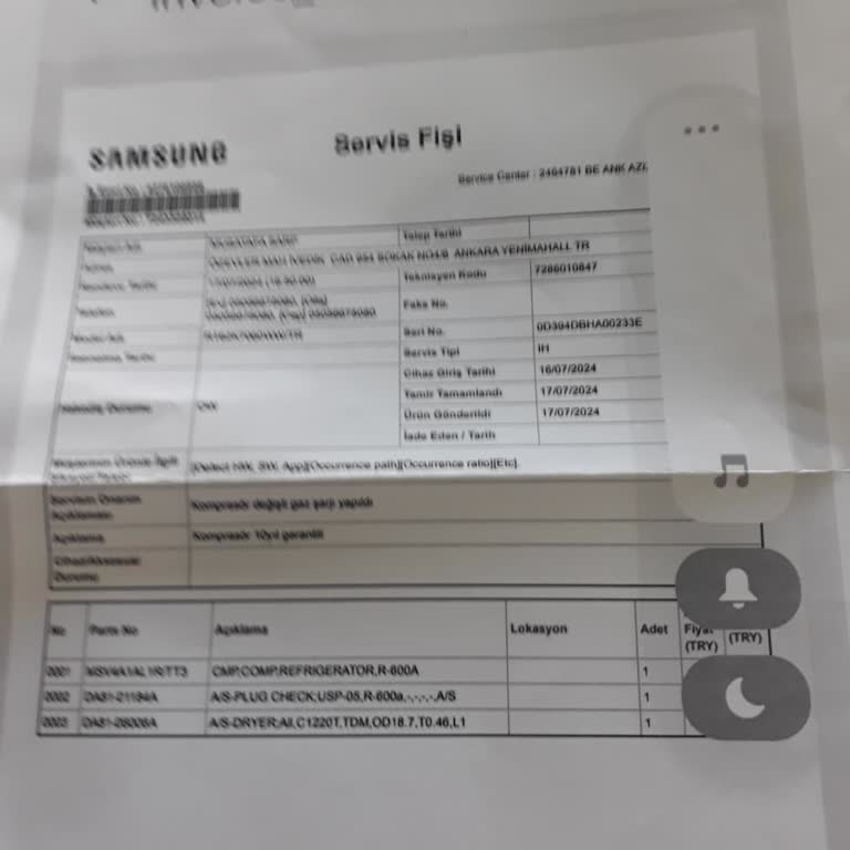 Samsung 7060 Buzdolabı Servisin Eksik Kalması