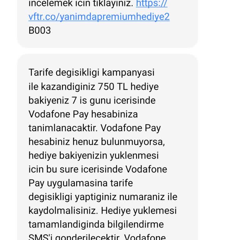 Vodafone Pay 750 TL Hediye
