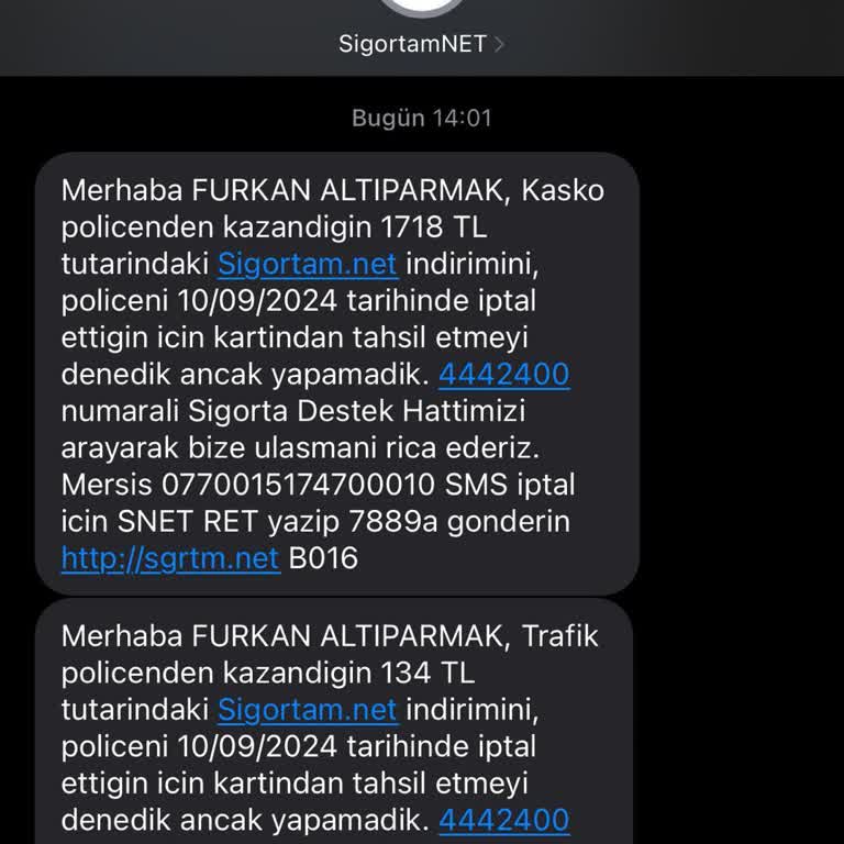 Sigortam Net İndirim Tutarını Rızam Olmadan Tahsil Etmek İstiyor