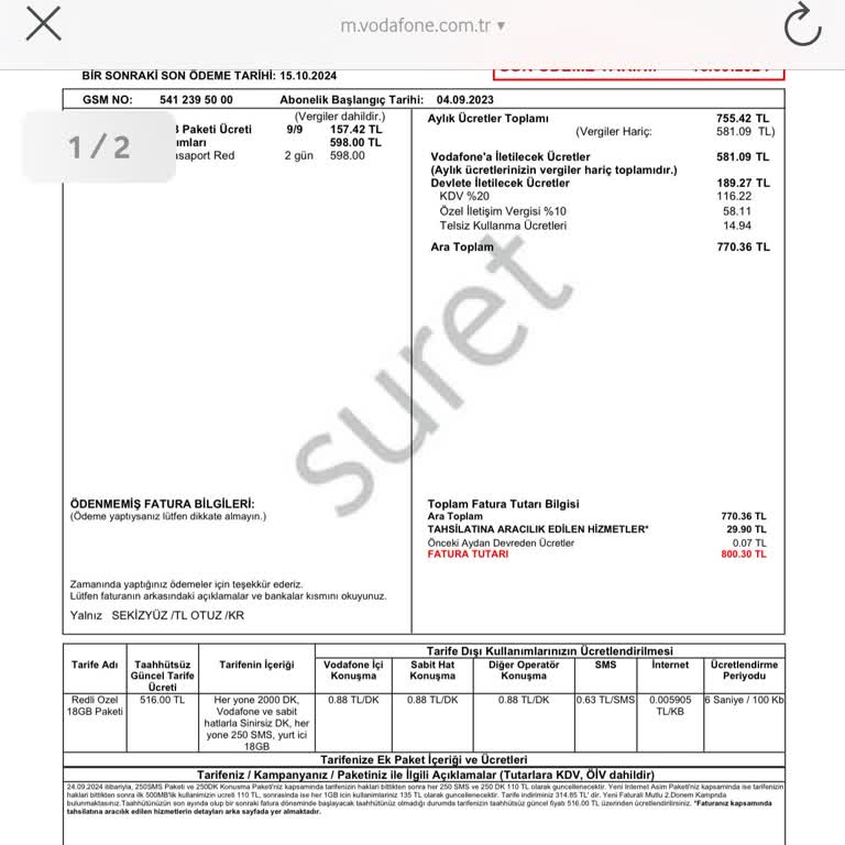 Vodafone'un Yurt Dışı Kullanım Ücreti ve Müşteri Hizmetleri Sorunu