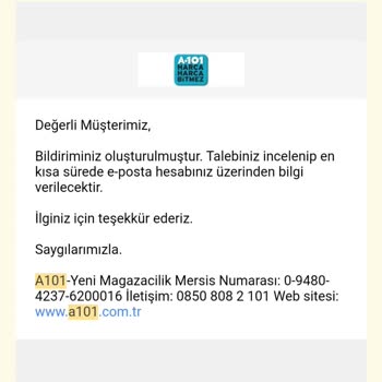 A101 Tiamob Teslim Edilmeyen Ürün
