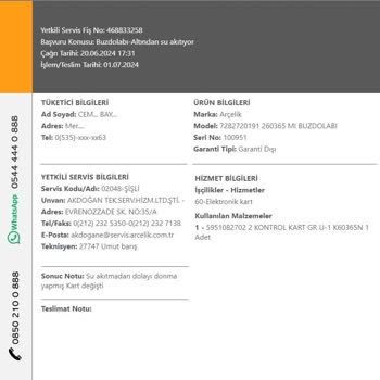 Arçelik Buzdolabı ile Sürekli Yaşanan Sorunlar ve Yetersiz Hizmet