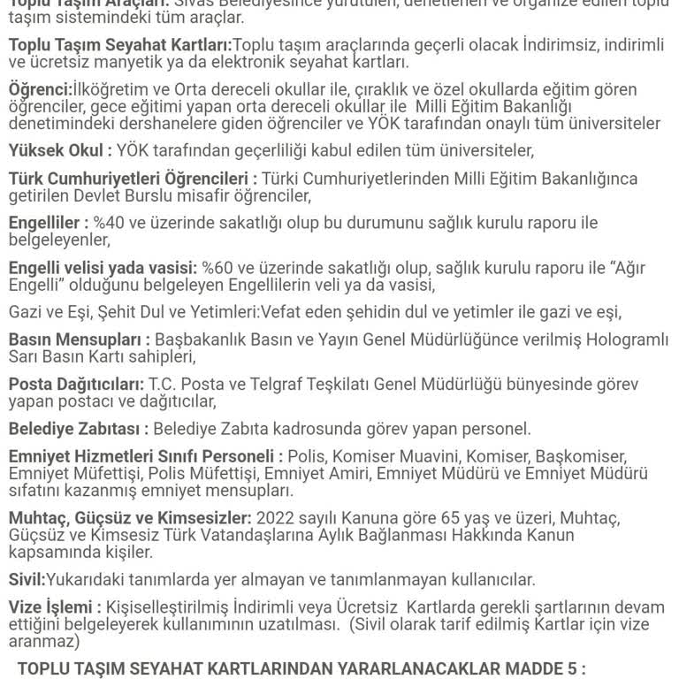 Sivas Belediyesi Otobüs Kartı Vermediler