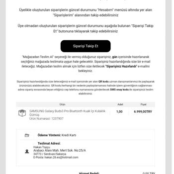 Media Markt İnternet Üzerinden Aldığım Ürün Teslim Edilmedi.