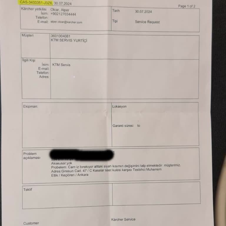 Karcher Servis Ve Ürün Memnuniyetsizliği