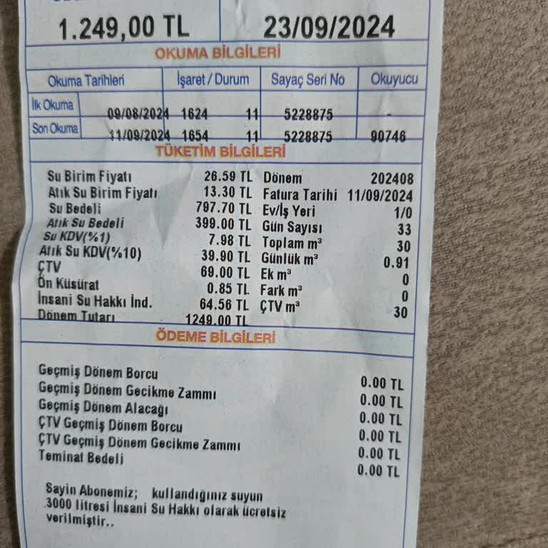 İSKİ Su Faturası