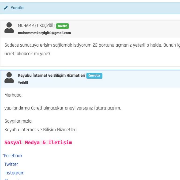 Keyubu.com Destek Taleplerinden Ücret Fatura Etmesi