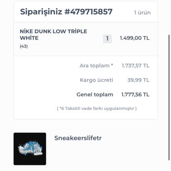 Sneakerslife.tr Sneakerslife Kargo Sorunu