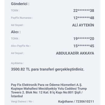 PayFix Benim Haberim Olmadan Para Çekim İşlemi Yapmışlar