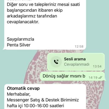 Penta Silver Değişim Ürünüme El Koydu