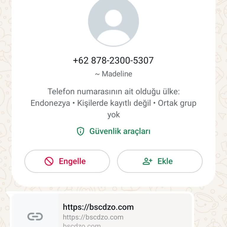 Bscdzo.com WhatsApp'dan Gelen Tanımadığım Numaradan Mesaj