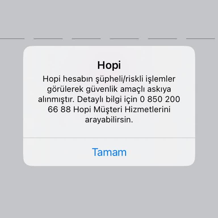 Hopi Hesap Askıya Alındı