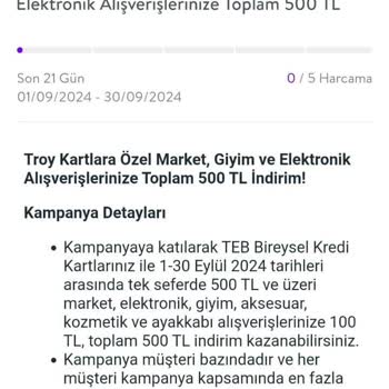 TEB Hakkettiğim İndirimi Yansıtmadı.