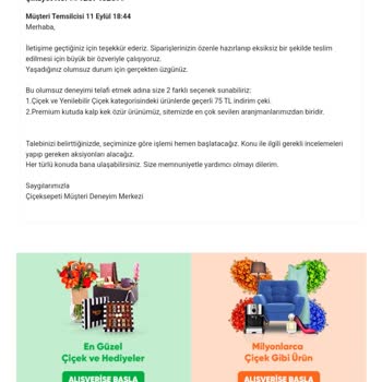 Çiçek Sepeti Yine Mağduriyet