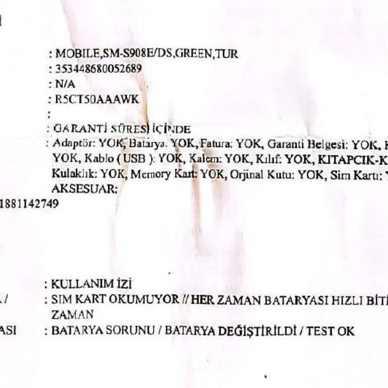 Samsung Garanti Süresinde Galaxy S22 Ultra Telefonun Arızası Giderilmemiştir.