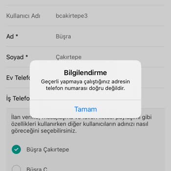 Sahibinden Numarama Onay Vermiyor