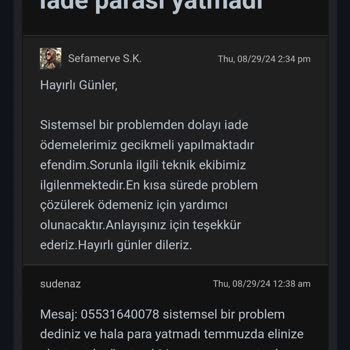 Sefamerve İade Parası Yatmadı
